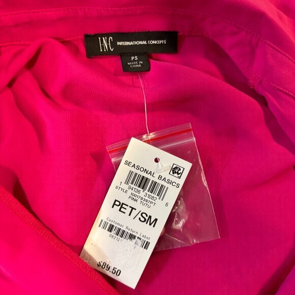 INC International Concepts Petite Hot Pink Collared Waist Tie Dress NWT - Picture 5 of 6